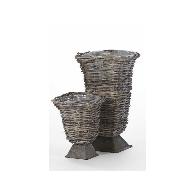 antikolt vessző v&aacute;za f&eacute;m l&aacute;bbal  2db/szett 18x18x31 cm