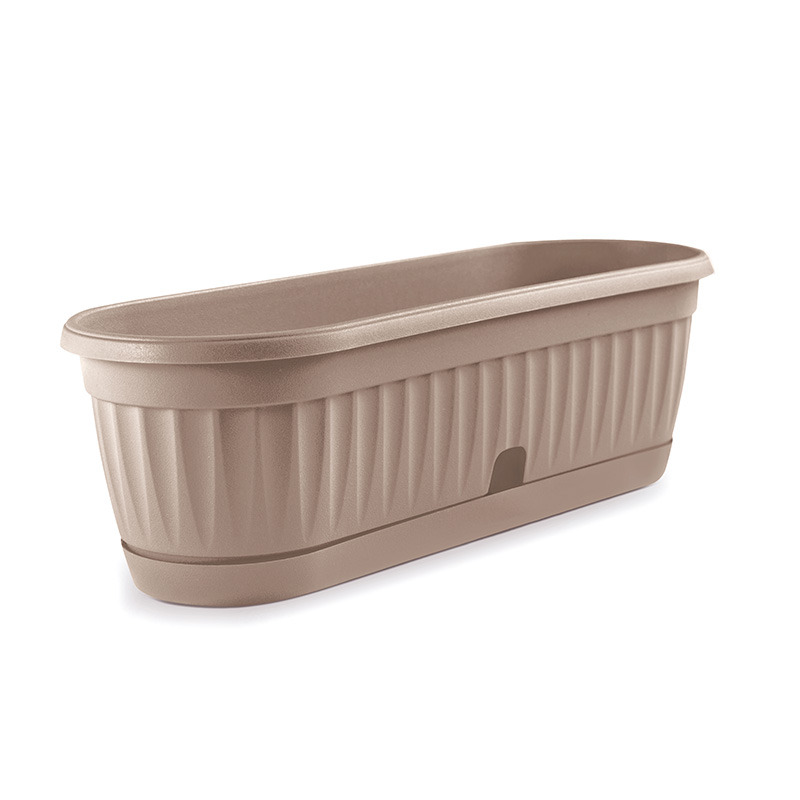 Mediterrán Lux műanyag mini ovális láda alátéttel mokka 22x11,5x9cm