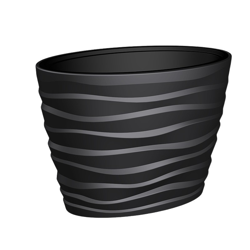 Bora műanyag ovális kaspó antracit 60x39x58cm