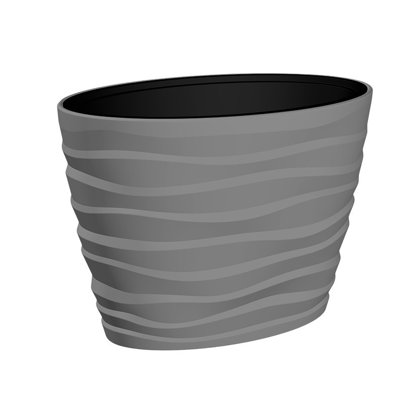 Bora műanyag ovális kaspó szürke 60x39x58cm