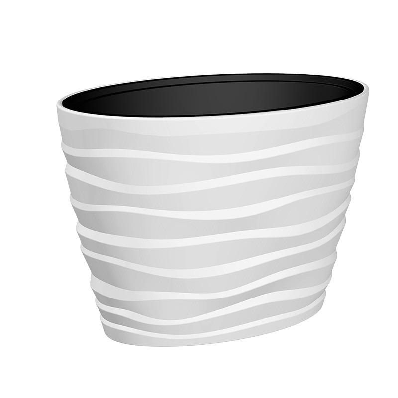 Bora műanyag ovális kaspó fehér 60x39x58cm