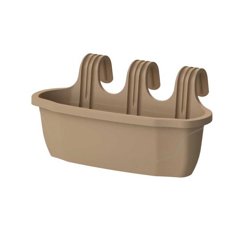 Nizza műanyag balkonl&aacute;da korl&aacute;tra akaszthat&oacute; tart&oacute;val mokka 50x18x24,5cm