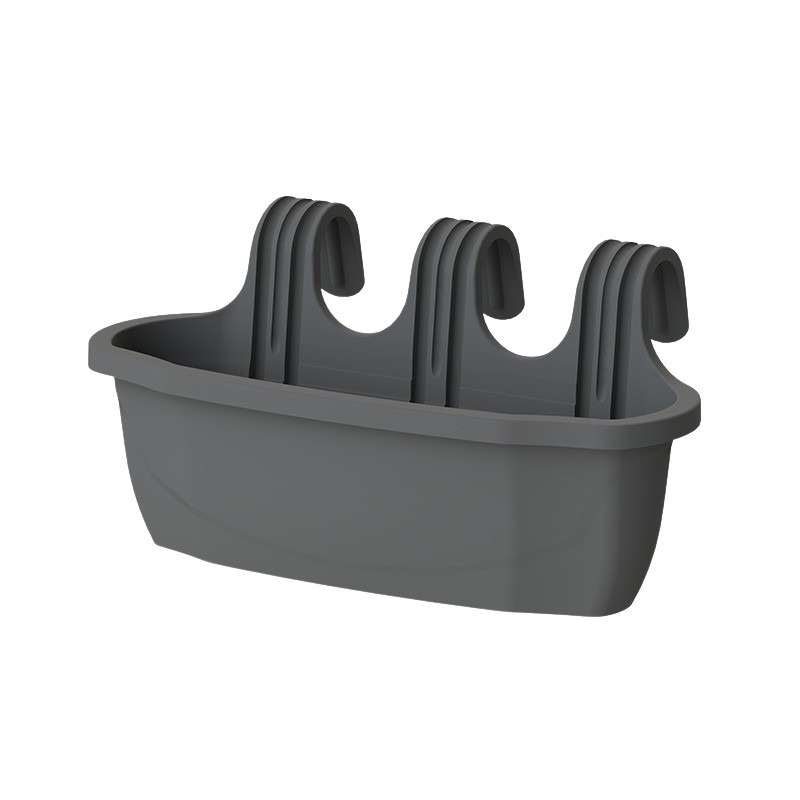 Nizza műanyag balkonl&aacute;da korl&aacute;tra akaszthat&oacute; tart&oacute;val antracit 50x18x24,5cm