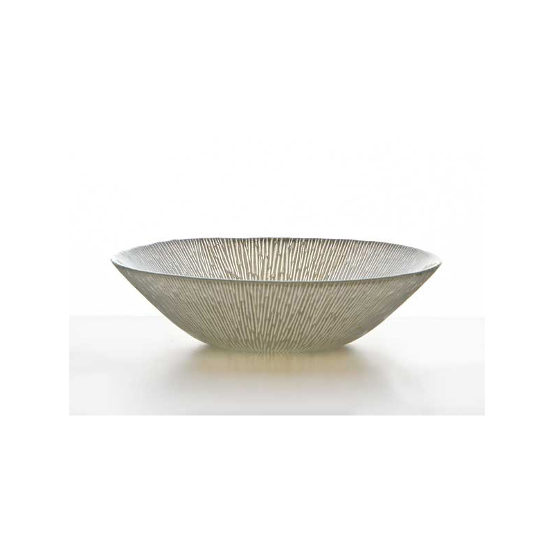 bordás üveg tál fehér 17cm