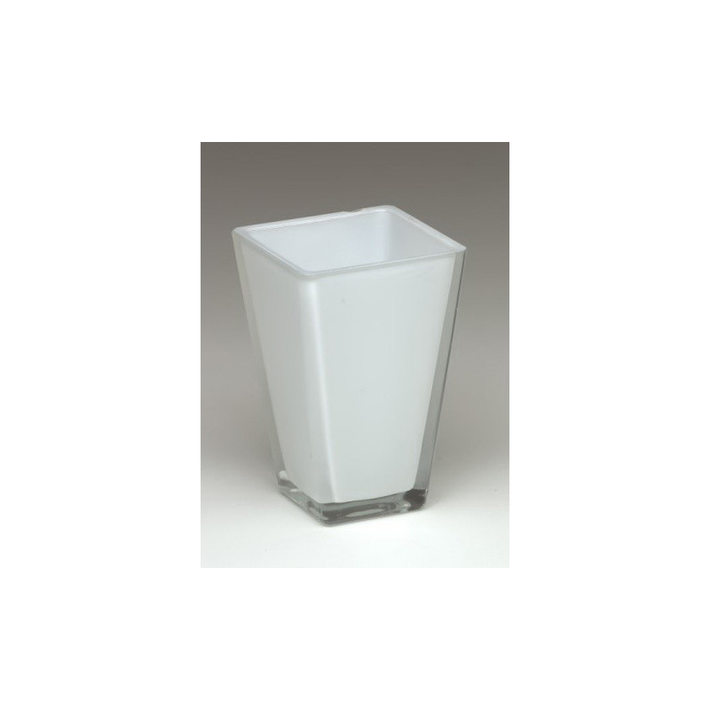 szögletes üveg váza fehér 11x11x17cm