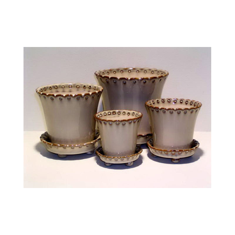 antikolt porcelán kaspó szett krém 12,5x11cm S/2