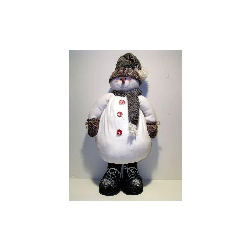 bordó sapkás álló plüss hóember 99x15,5x51cm