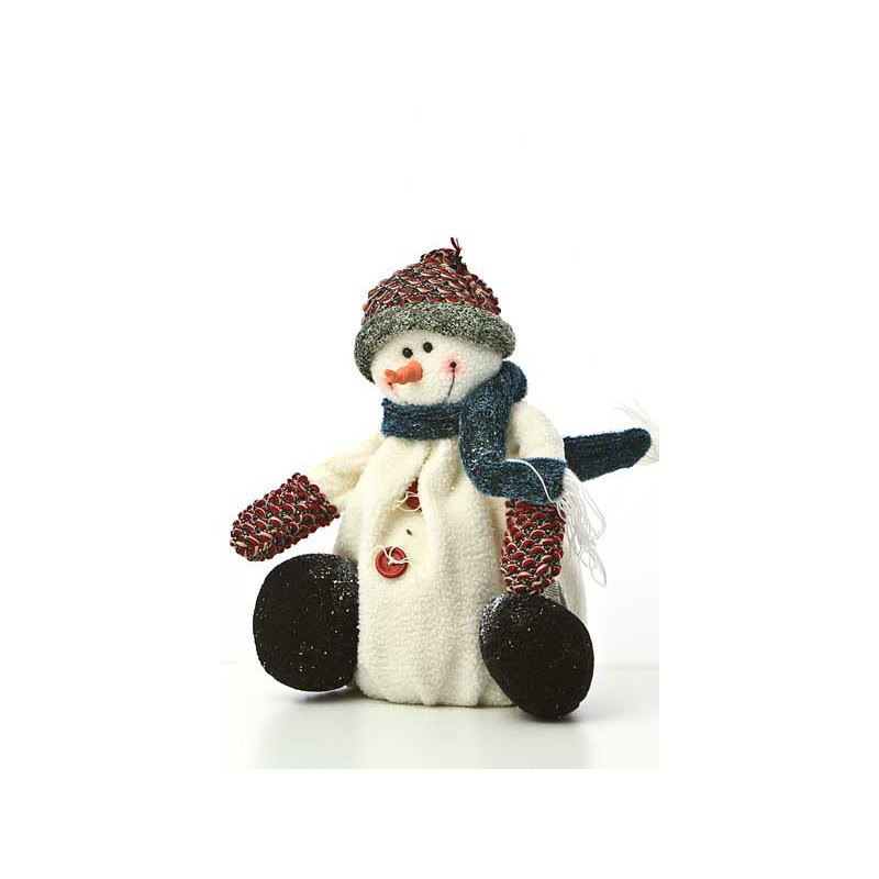 babzsákos bordó sapkás plüss hóember 35,5x15x23cm