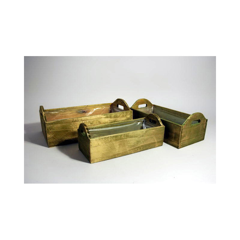 sz&ouml;gletes fa l&aacute;da szett barna belső f&oacute;li&aacute;val 26x26x15cm S/3