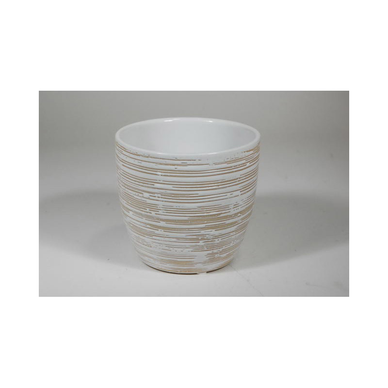 bordás kerámia kaspó vajszínű 10,5x9cm