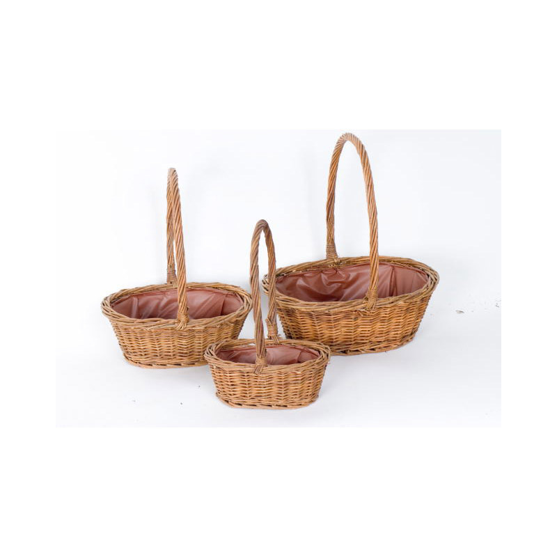 ovális vessző füles kosár szett natúr 11x27cm S/3