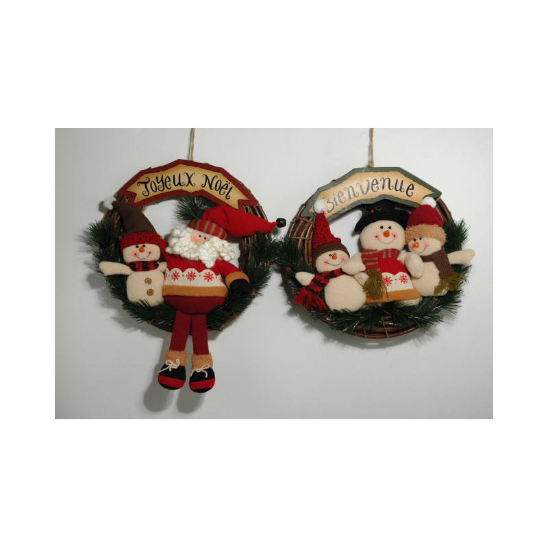 pl&uuml;ss d&iacute;sz&iacute;t&eacute;sű kar&aacute;csonyi f&uuml;ggeszthető koszor&uacute; piros 33cm