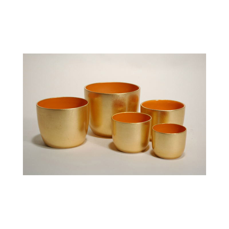 kerámia kaspó szett arany 15.5x13cm kiszerelés: 5db/szett