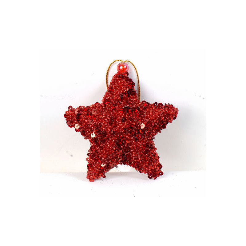 csillag alak&uacute; kar&aacute;csonyfa d&iacute;sz piros 9x3x9cm