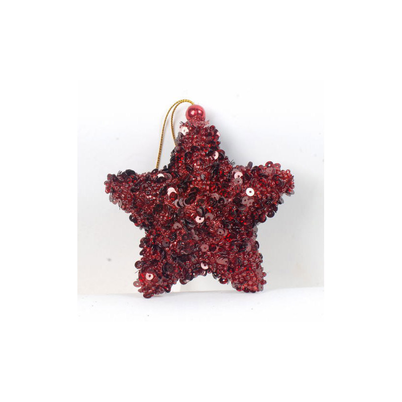 csillag alakú karácsonyfa dísz bordó 9x3x9cm