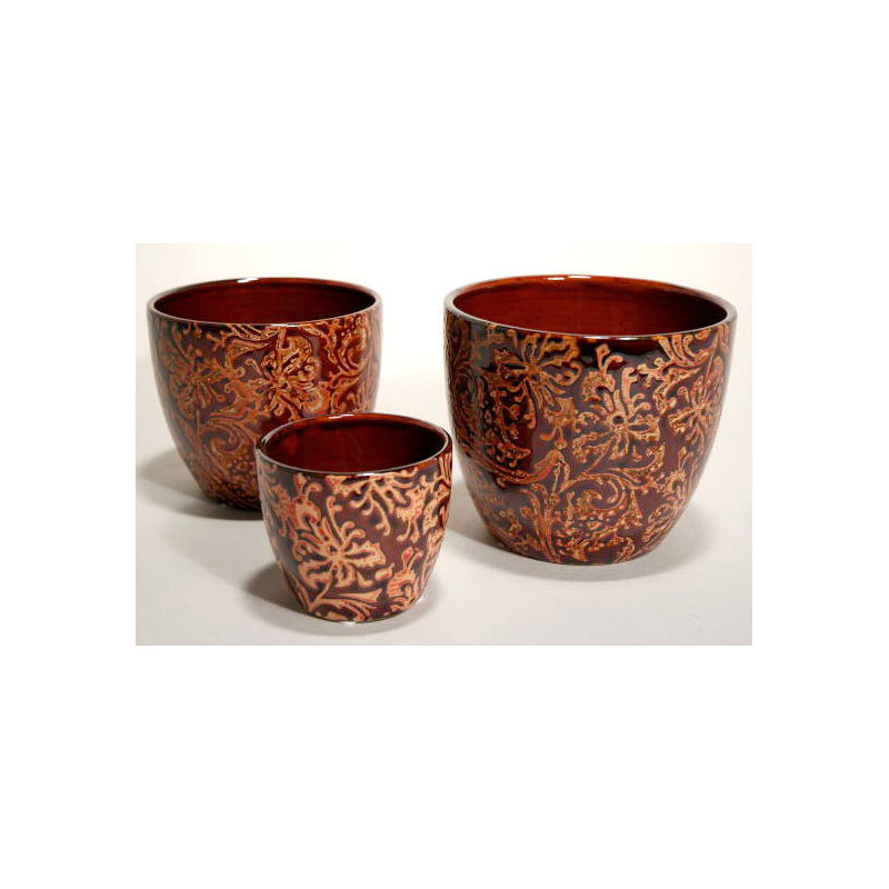 vir&aacute;gmint&aacute;s ker&aacute;mia kasp&oacute; barna-narancs 10x9cm