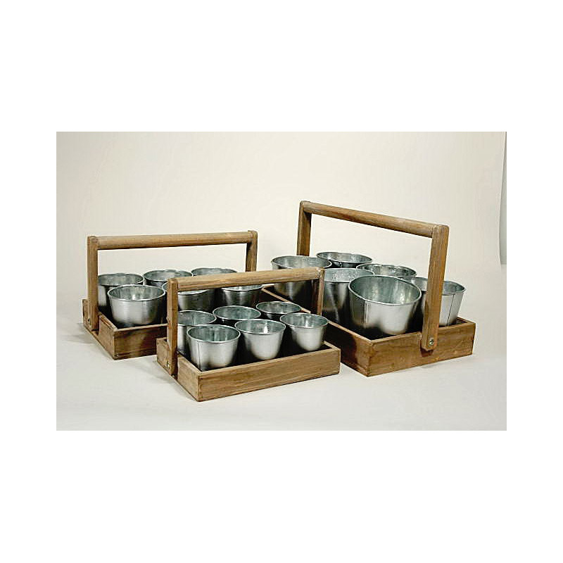 fa láda hat cink kaspóval világos barna 30x20,5x18,5cm