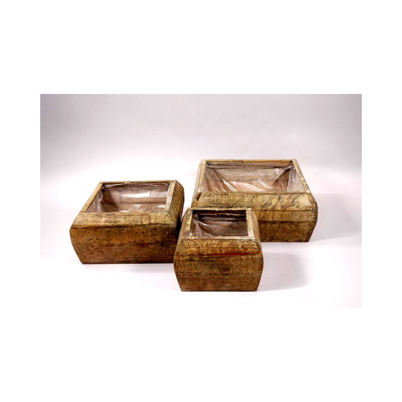 sz&ouml;gletes fa kasp&oacute; szett barna 24x24x11cm S/3