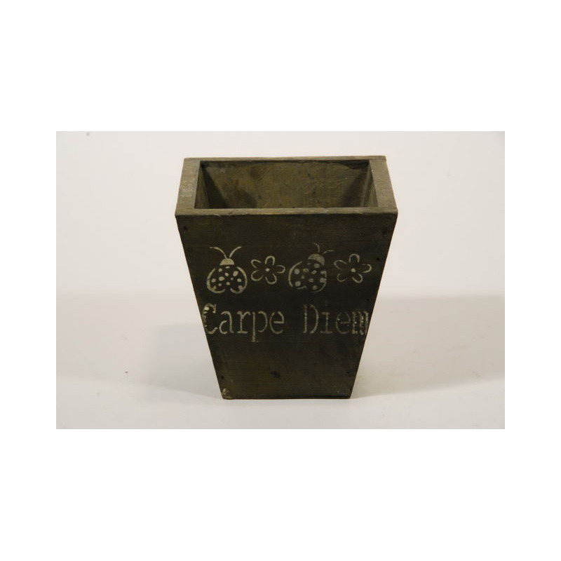 sz&ouml;gletes fa kasp&oacute; Carpe diem felirattal barna 11x11x11cm