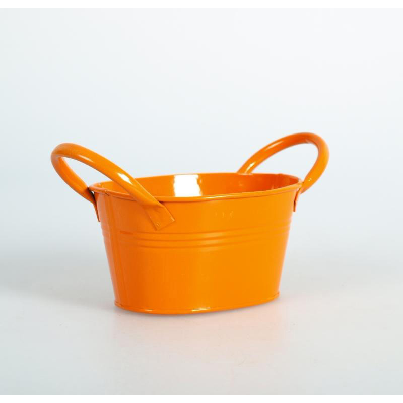 ovális cink tál két füllel narancs 14x11x7,5cm