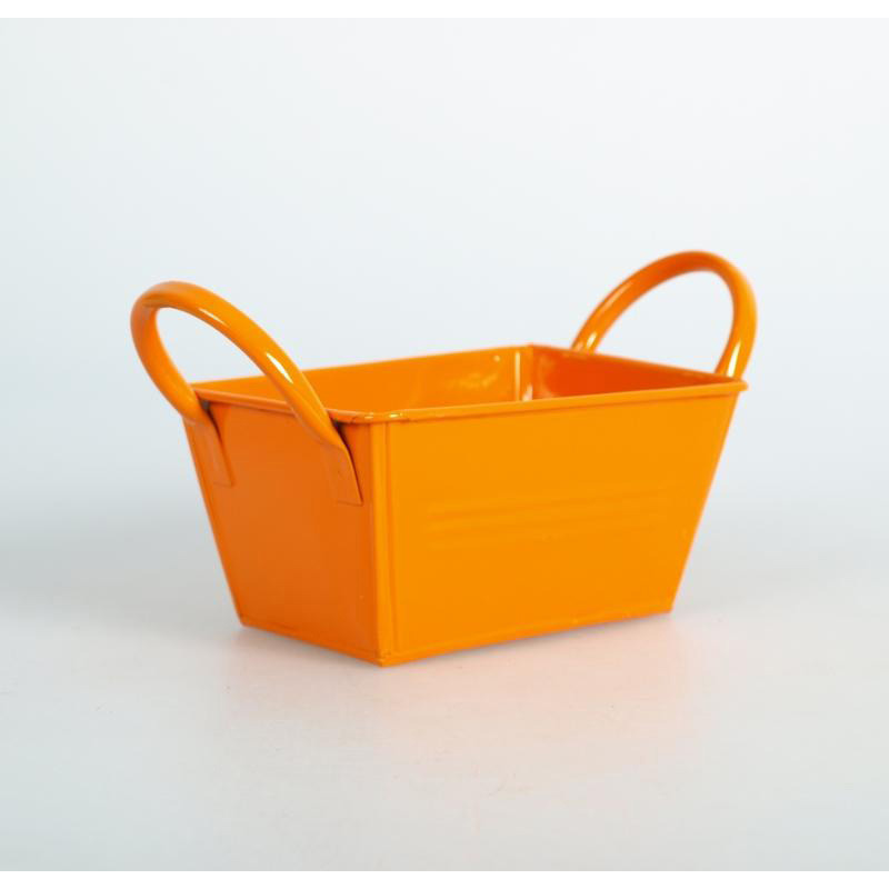 szögletes cink tál két füllel narancs 14,5x10,5x7cm