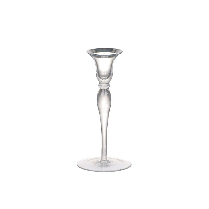 magasított üveg gyertyatartó színtelen-ezüst 9/6,5x21cm