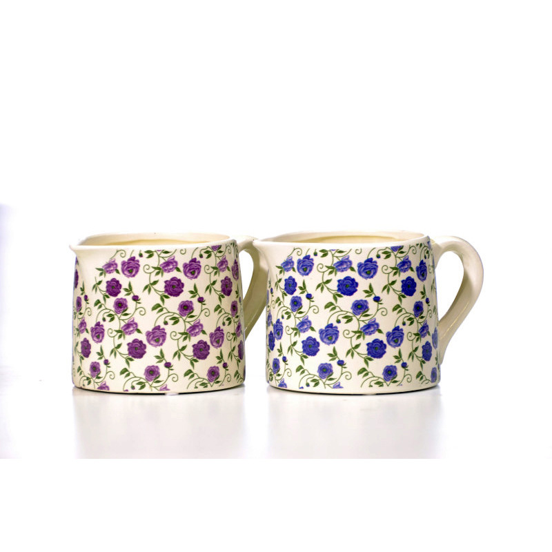 rózsamintás kerámia kancsó lila-kék-fehér 8,8x8cm