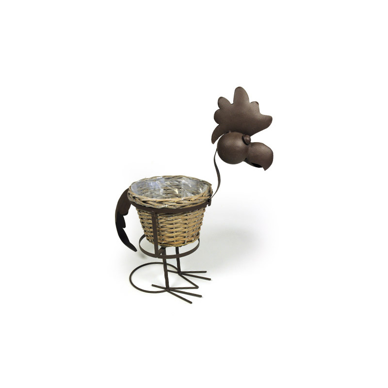 hasított vessző kaspó kakas állványon szürke-barna 40x23x54cm