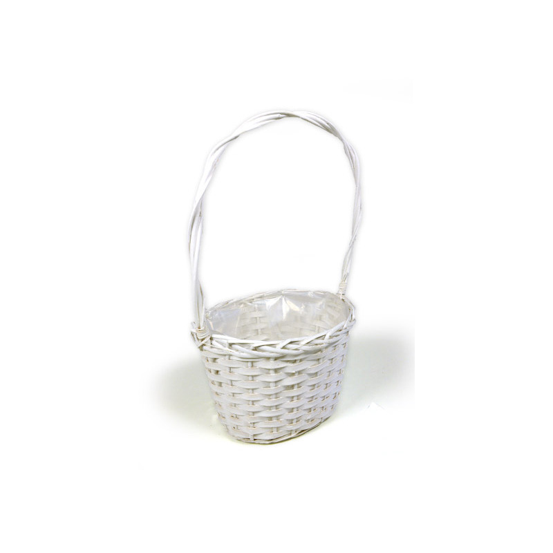 ovális hasított fa füles kosár fehér 26x20x17/49cm