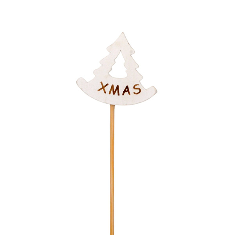 fenyőfa besz&uacute;r&oacute; xmas felirattal feh&eacute;r 5x4,5/23cm 12db/cs