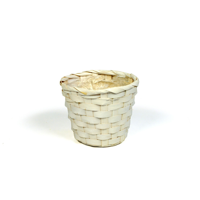 bambusz kaspó fényes fehér 13,5x10cm