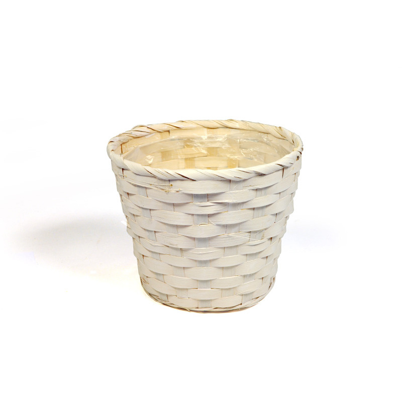 bambusz kasp&oacute; f&eacute;nyes feh&eacute;r 19x16cm