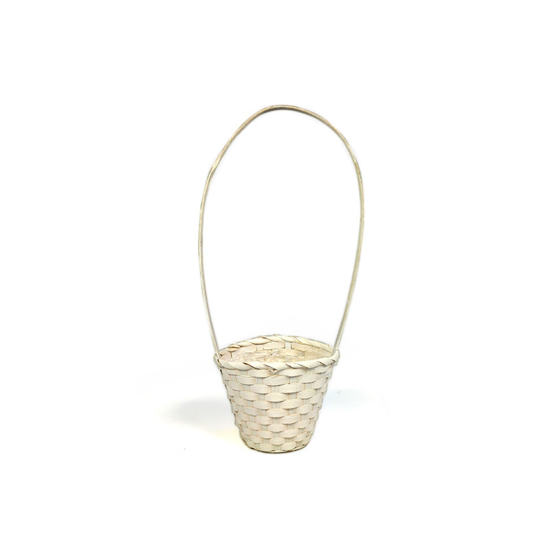 bambusz füles kosár fényes fehér 13x9,5/30cm