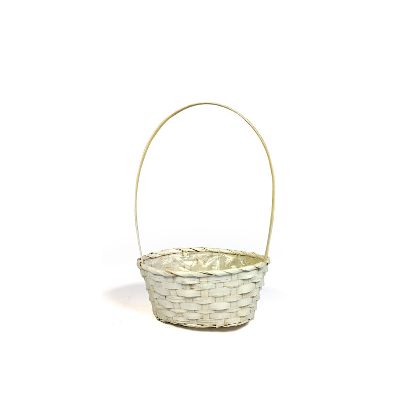 ovális bambusz füles tál fényes fehér 23x18x9,5/38cm