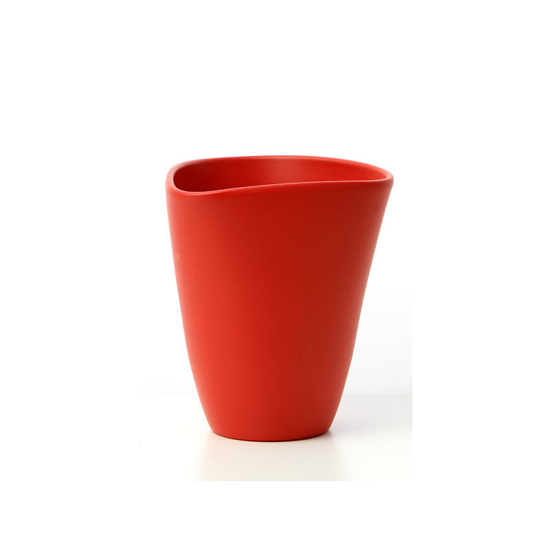 háromszög alakú orchidea váza matt piros 14cm