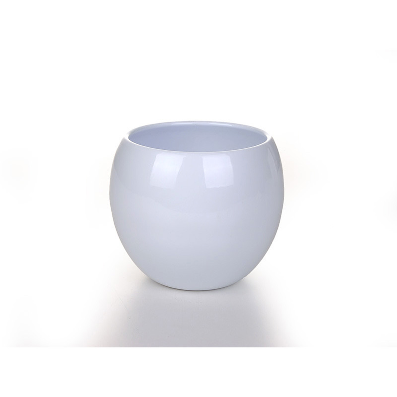 golyó alakú kerámia kaspó fehér 14cm