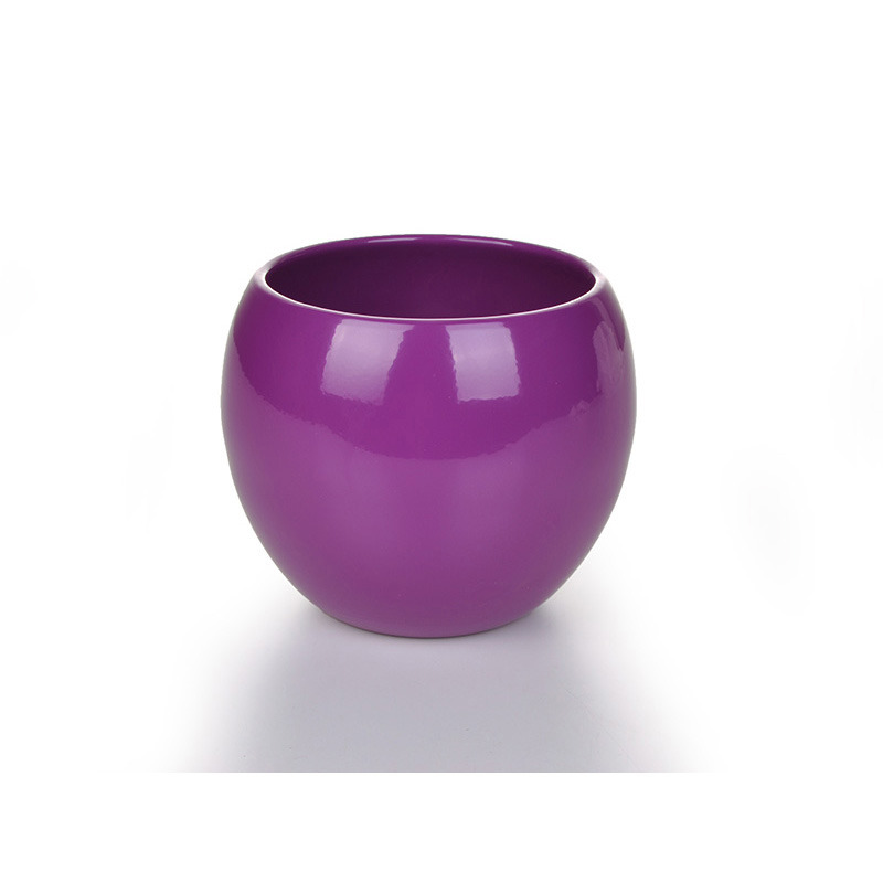 golyó alakú kerámia kaspó lila 14cm