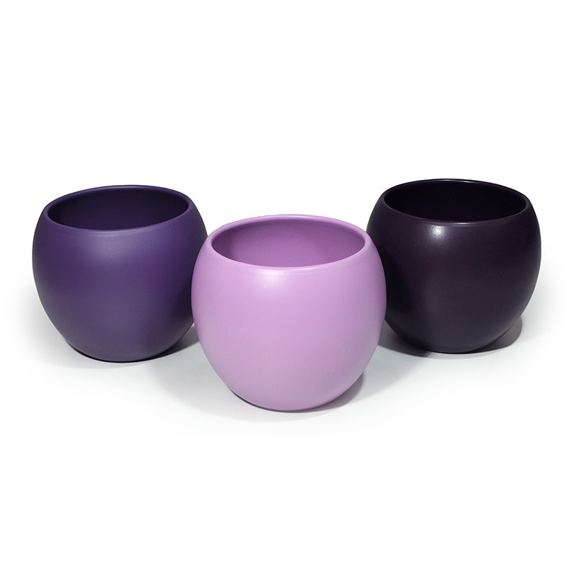 golyó alakú kerámia kaspó matt lila mix 14cm matt sötétlila/levendula/l