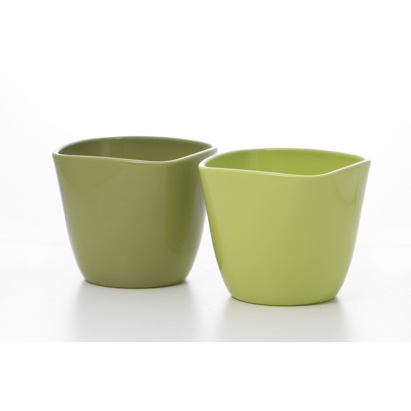 szögletes kerámia kaspó zöld mix 13cm fűzöld-bambuszzöld