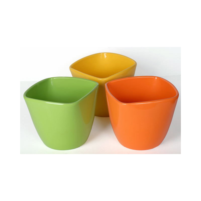 szögletes kerámia kaspó tavasz mix 15 cm sárga-mandarin-világoszöld