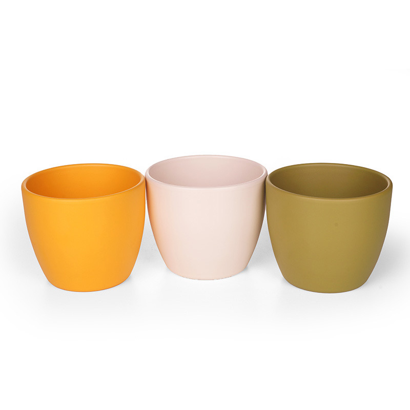 kerámia kaspó új matt tavaszi mix 13cm matt citrom/bambusz/vajszín