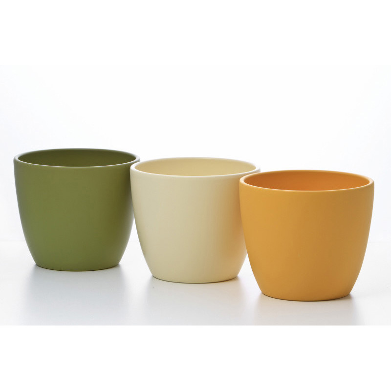 Base kerámia kaspó matt tavaszi mix 13cm matt citrom/bambusz/ elefántcsont