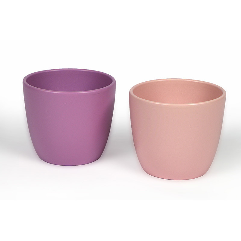 kerámia kaspó matt levendula/ sötétpink 13cm