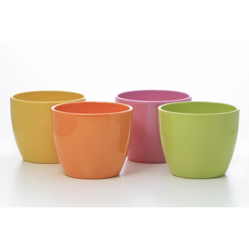 Base ker&aacute;mia kasp&oacute; &uacute;j ny&aacute;ri mix 15cm mandarin-fűz&ouml;ld-s&aacute;rga-vil&aacute;gos r&oacute;zsasz&iacute;n