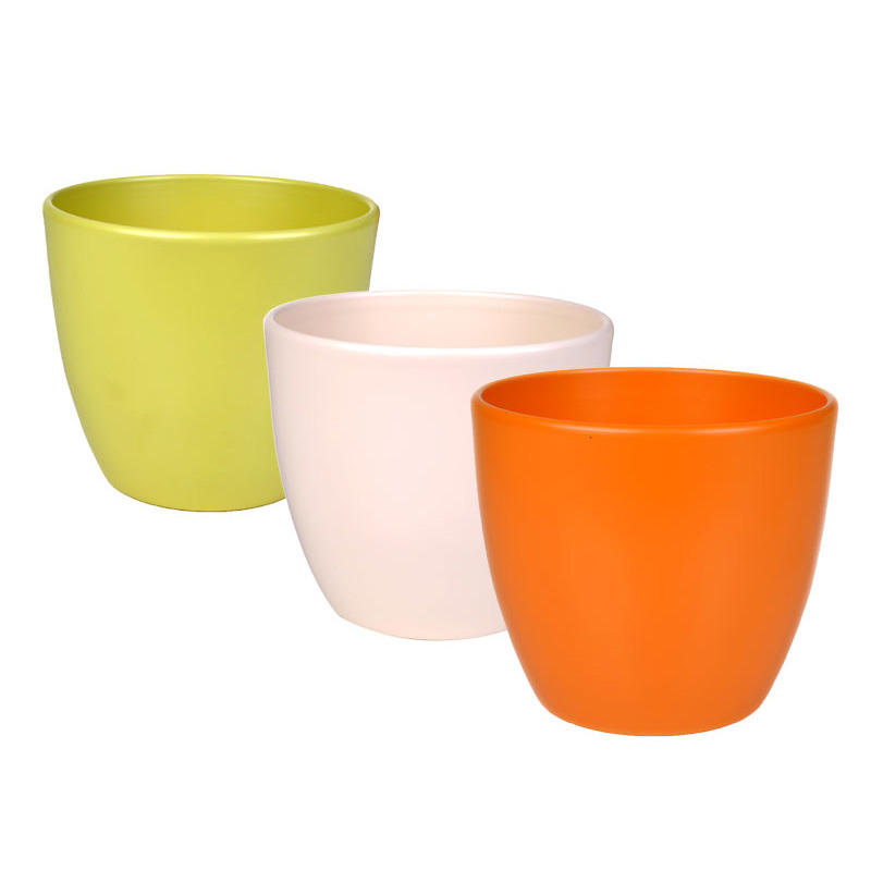 kerámia kaspó új matt nyári mix 17cm matt mandarin/vajszín/pasztel-zöld