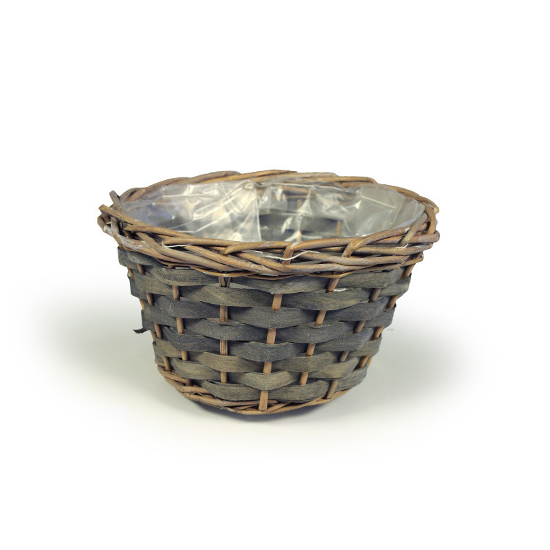 hasított fa tál vessző peremmel szürke 19x11,5cm