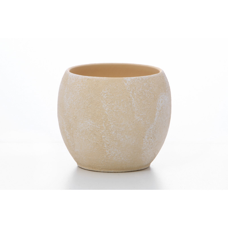 golyó alakú lávamintás kerámia váza krém 11cm