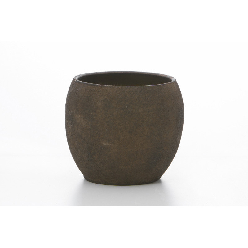 golyó alakú lávamintás kerámia váza barna 11cm