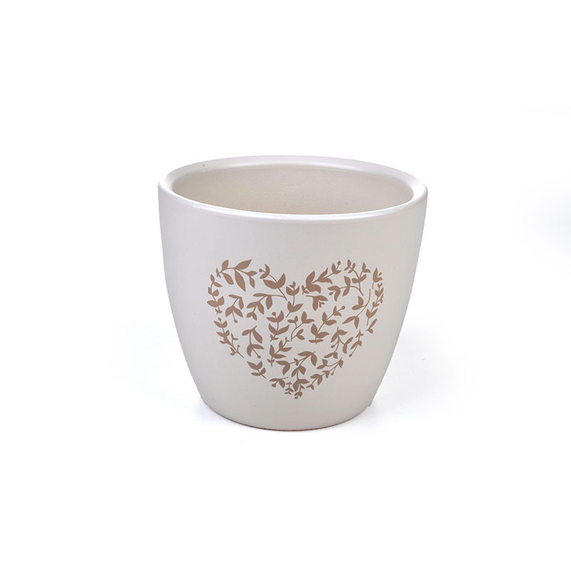 szívmintás kerámia kaspó antik fehér 15cm