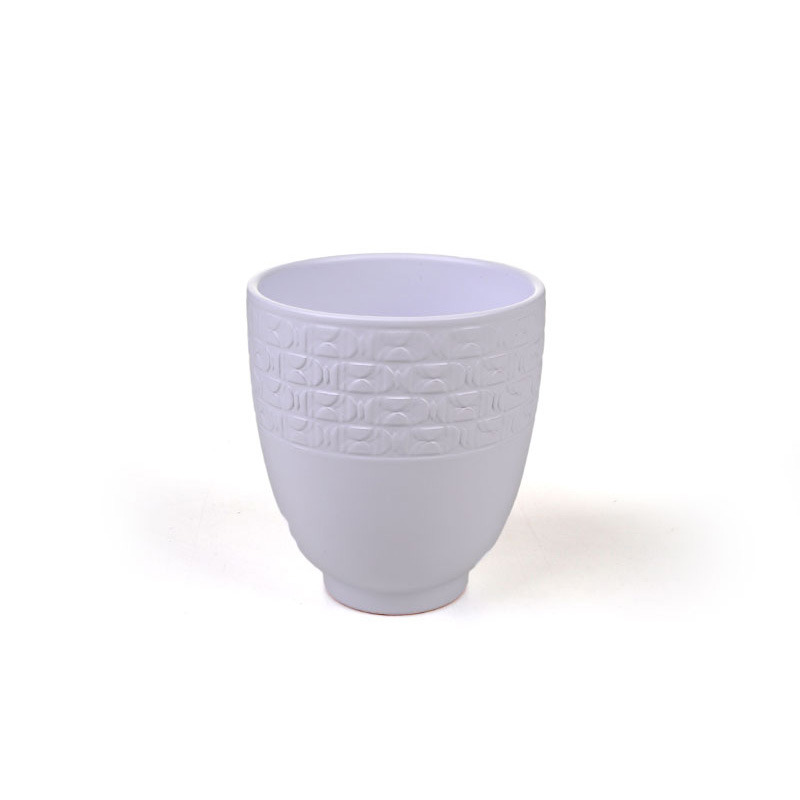 anyagában mintázott orchidea váza matt fehér 15cm